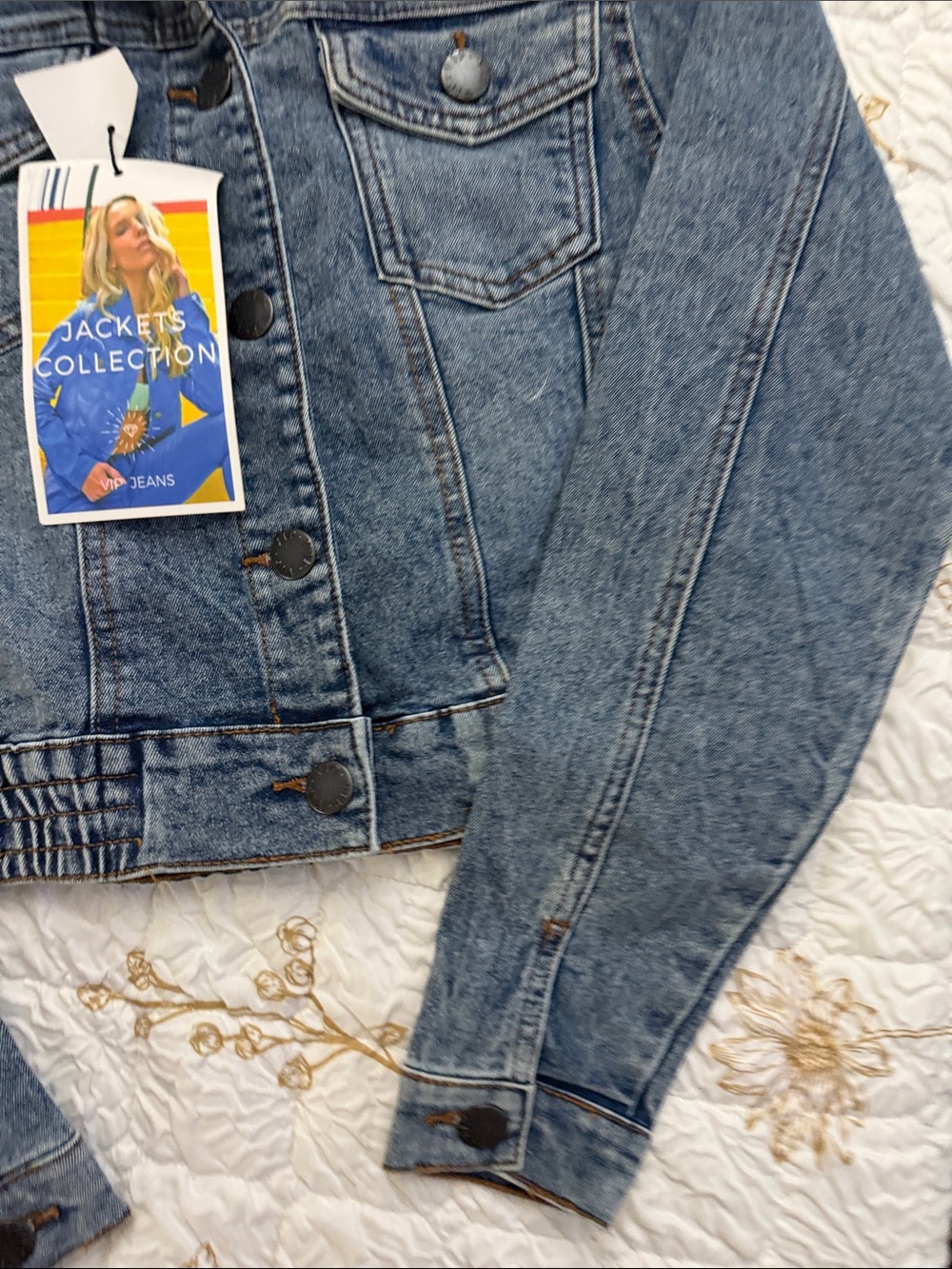 VIP Blue Denim Bomber Jacket - Picture 3 of 5